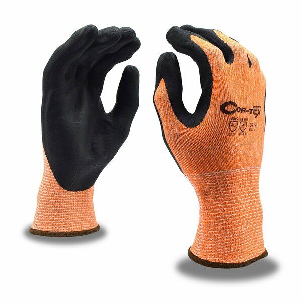 Cordova High-Performance Cut-Resistance, Steel, Glass Gloves, Hi-Vis Orange Shell, COR-TEX, S 3714S